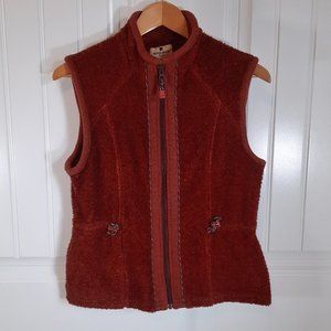 Woolrich Women's Brick Red Faux Shearling Full Zip Vest SZ S